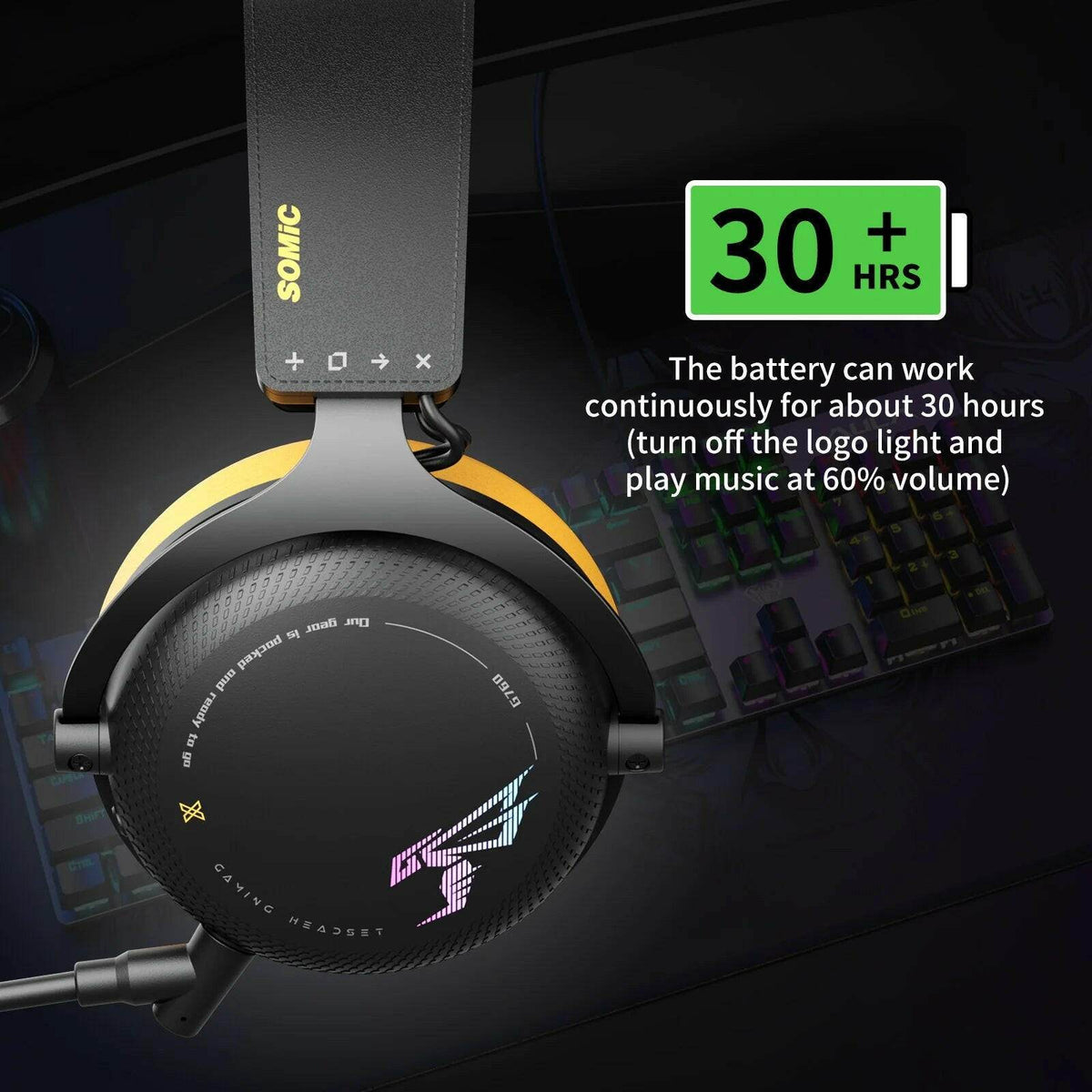 Wireless 3-Mode Gaming Headset Headphone