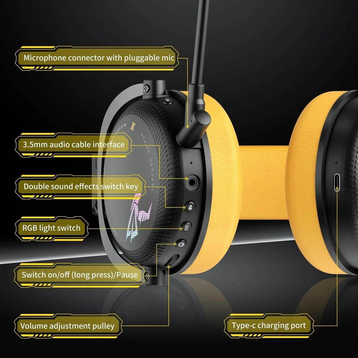 Wireless 3-Mode Gaming Headset Headphone